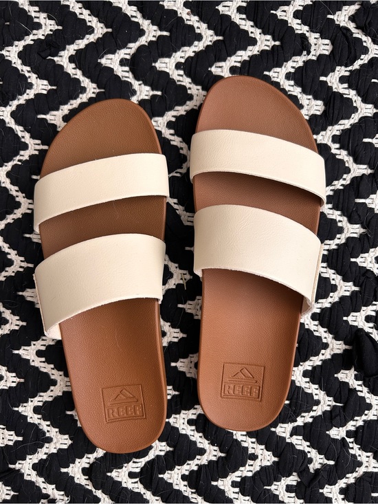 Reef Shoes - Reef Women’s Double-Strap Slide Sandal in Cream and Brown